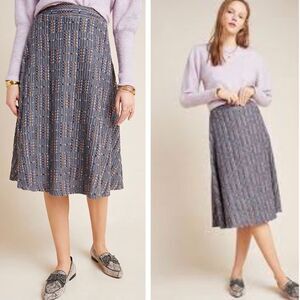 Anthropologie Textured Light Grey Violet Midi Skirt Size S NWT